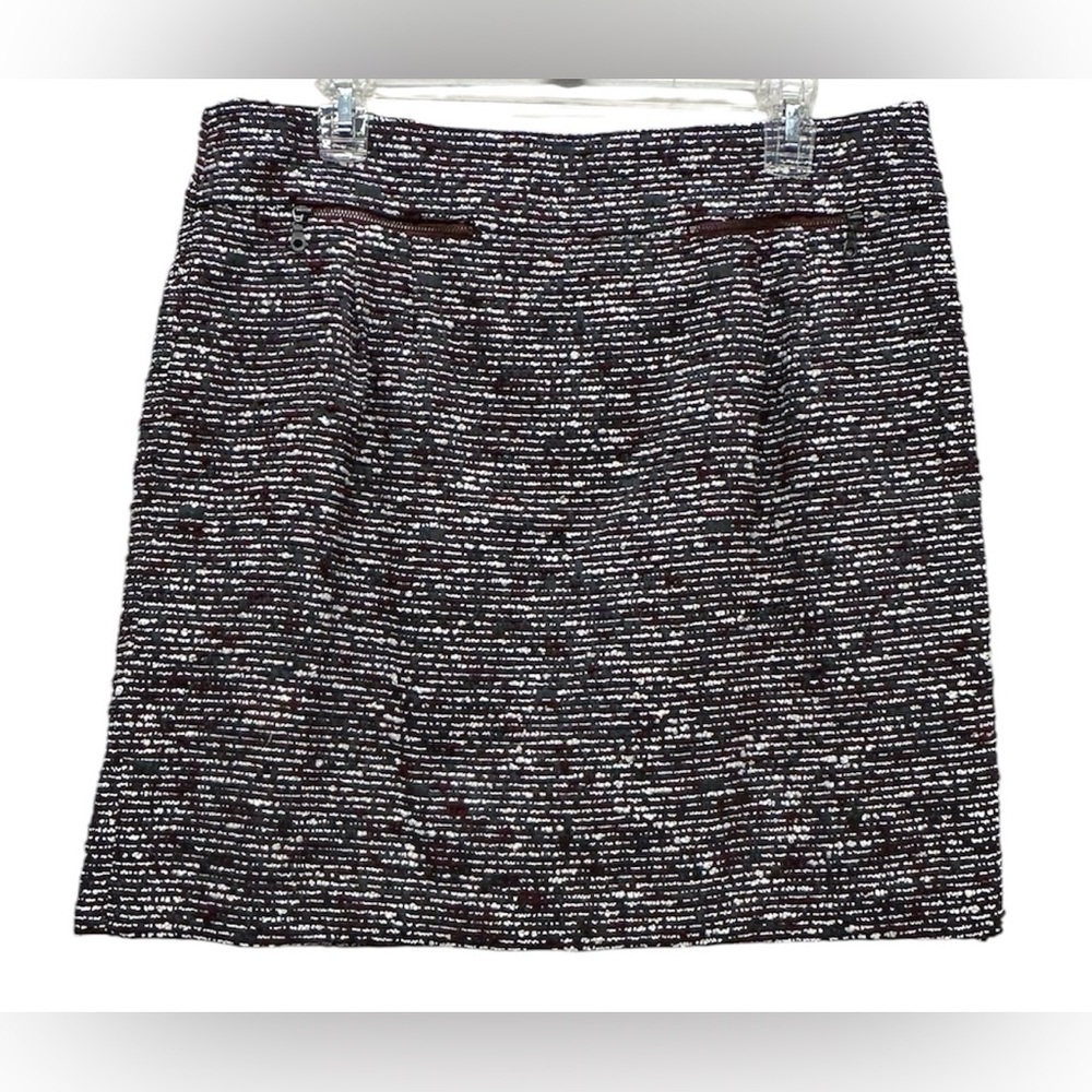 LOFT Women’s Sz 12 Gray Burgundy Textured Mini Skirt